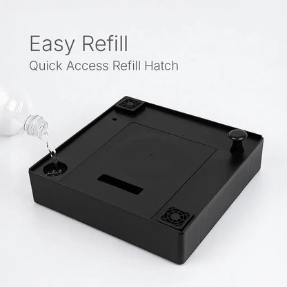 Easy top-fill water reservoir on the Lykyn mushroom grow box, no spray bottles needed